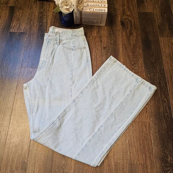 Kancan 90s Flare Jeans Light Blue Wash Retro Ultra High Rise Jeans 28 - Picture 1 of 10